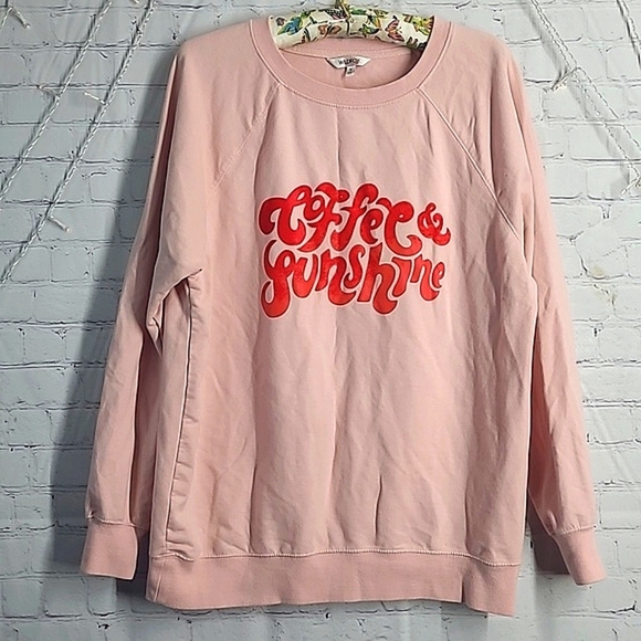 Wildfox Coffee and Sunshine Print Oversized Light Pink Sweater Womens Size Med - Picture 4 of 17